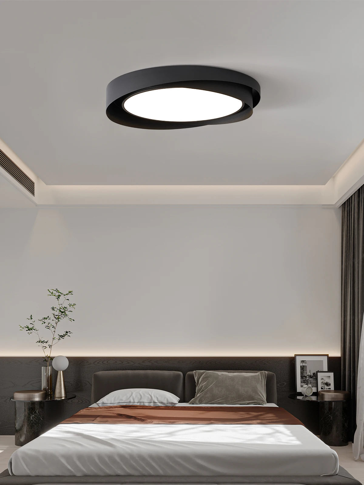 Plafonnier LED double anneau en métal, Ø 40 ou 50 cm, trois coloris