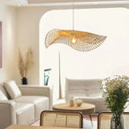 Suspension capeline en bambou tressé pour salon, Ø 45 ou 55 cm