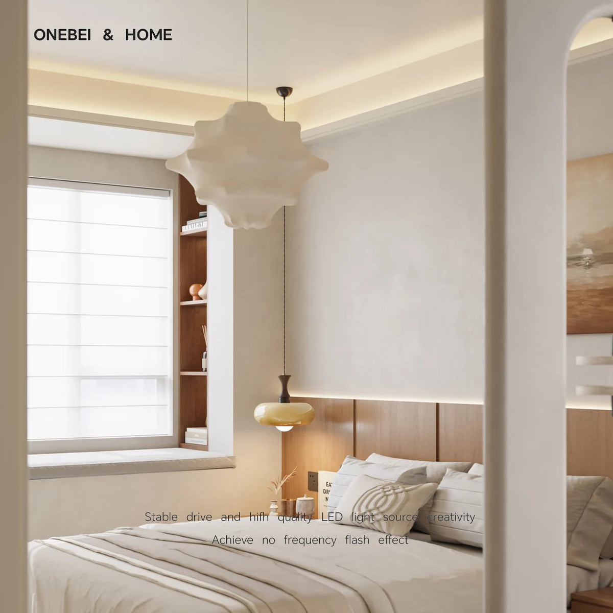 Suspension cocon blanche en tissu enduit, Ø 50 ou 60 cm