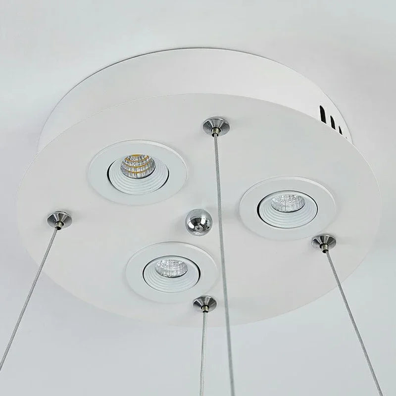 Lustre en plumes blanches sur filins, Ø 50 à 80 cm, LED E27