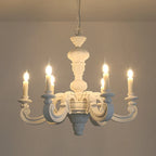 Lustre en bois blanc à 6 chandelles, style ancien, Ø 70 cm