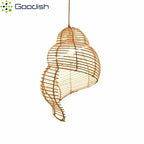 Suspension coquillage en spirale d'osier, marron ou naturel