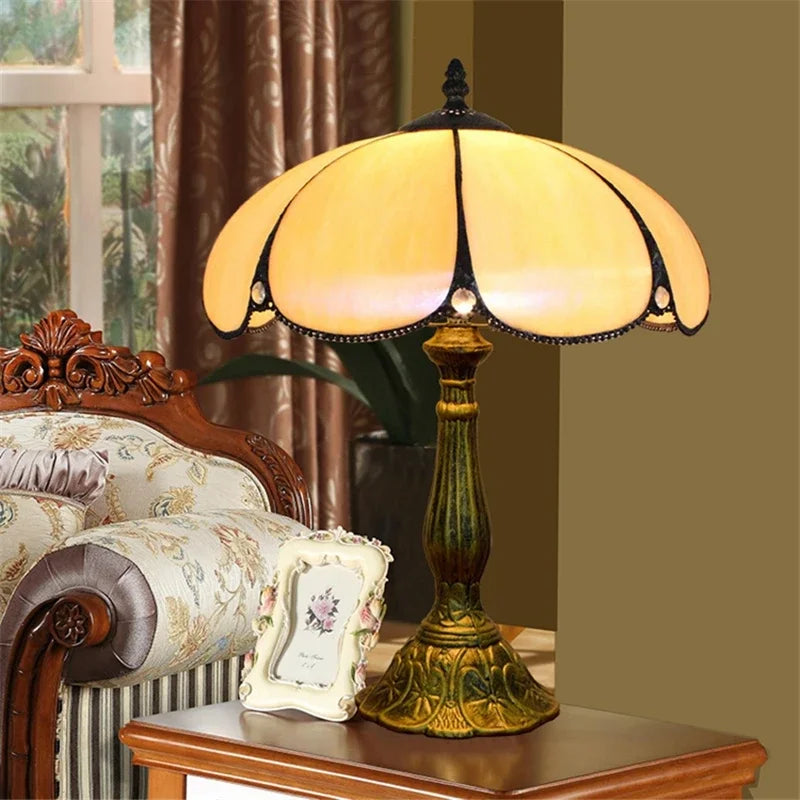 Grande lampe de table Tiffany 30 cm en vitrail, 16 décors au choix