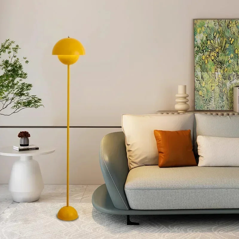 Lampadaire champignon laqué à dôme métal, sept couleurs, 165 cm
