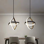 Lustre LED noir à anneaux croisés, 1 ou 3 lumières suspendues