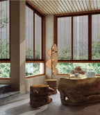 Lampadaire en cannage de rotin à pétales superposés, 179 cm