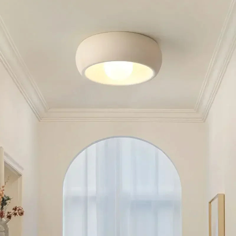 Plafonnier texturé esprit japonais Ø 30 cm, blanc ou beige, G9 LED