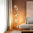 Lampadaire à galets de verre fumé ou transparent, 90 ou 180 cm