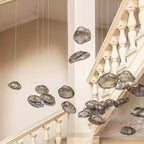 Suspension nuage en verre froissé fumé, clair ou ambré, Ø 20 à 40 cm