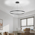 Suspension anneau LED de 30 à 80 cm, doré, blanc, noir ou marron