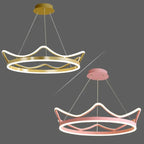 Lustre couronne LED pour chambre de princesse, rose ou doré