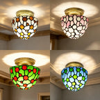 Plafonnier style Tiffany, coupole en verre teinté Ø 18 cm