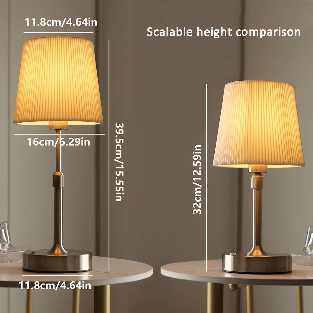 Lampe de chevet sans fil télescopique, abat-jour en tissu au choix