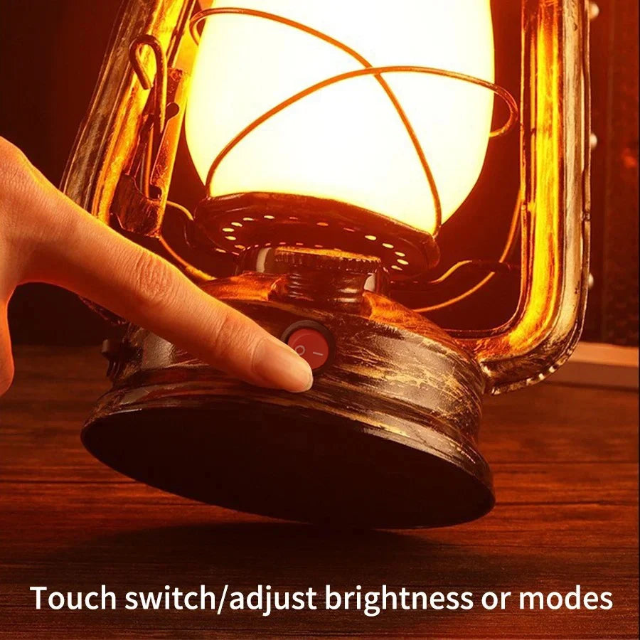 Lanterne tempête rétro LED rechargeable à effet flamme, USB-C