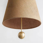 Suspension en toile conique à tige et boule dorées, Ø 30 x H 45 cm