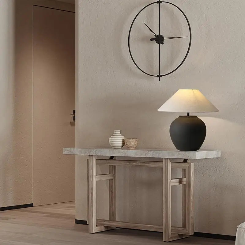 Lampe à poser en céramique mate style japonais, abat-jour conique