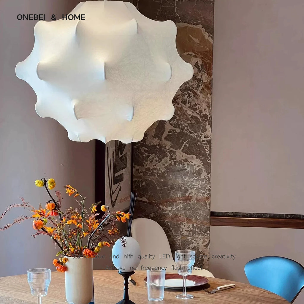 Suspension cocon blanche en tissu enduit, Ø 50 ou 60 cm