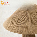 Lampe de chevet champignon en corde de chanvre ou raphia, 46 cm