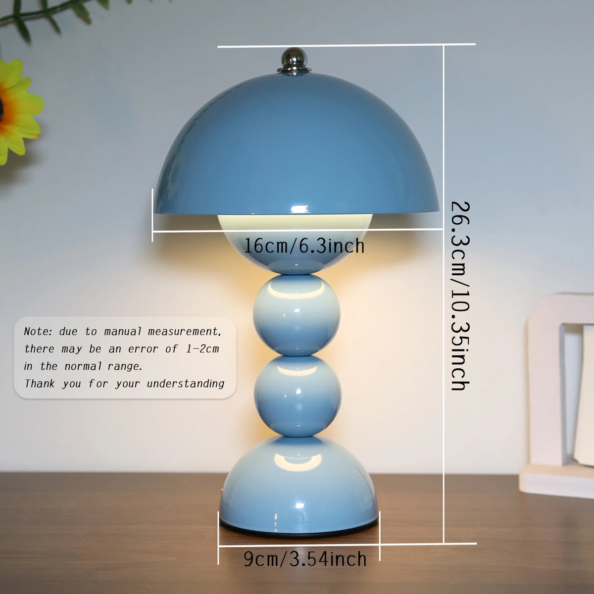 Lampe champignon rétro à pied en sphères, sans fil et tactile