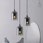 Suspension cloche à double verre, gris fumé ou cognac, Ø 15 cm