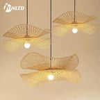 Suspension chapeau en lamelles de bambou, simple ou double voile