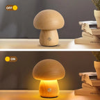 Lampe champignon en bois à variation continue, hêtre ou noyer