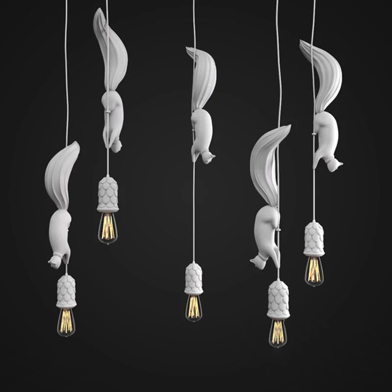 Suspension écureuil en résine pour chambre d'enfant, douille E27