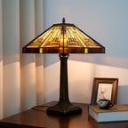 Lampe Tiffany vitrail de style Mission, abat-jour carré 42 cm