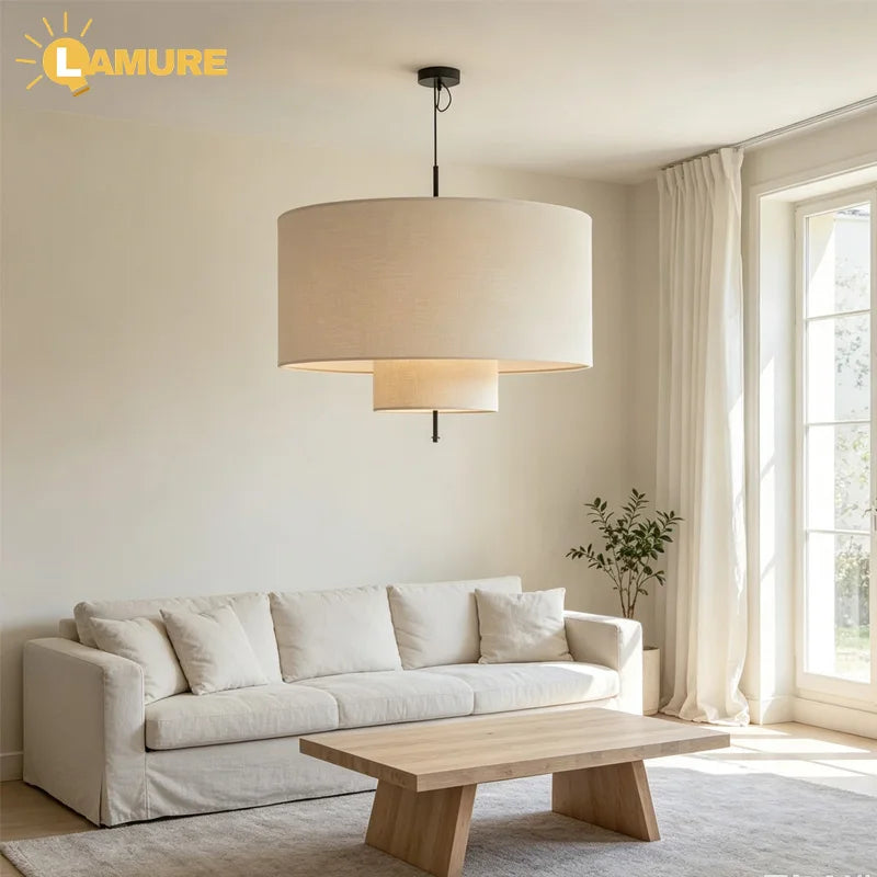 Suspension en toile à double abat-jour, Ø 40 à 80 cm, câble 1,5 m