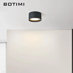 Petit plafonnier LED rond en bois, noir ou naturel, Ø 9,5 cm
