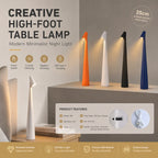 Lampe de table sans fil en cône élancé de 34,5 cm, lumière chaude