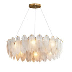 Lustre en plumes de verre dépoli, monture dorée, de 40 à 100 cm
