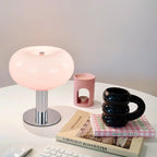 Lampe champignon sans fil en verre coloré, rechargeable et tactile
