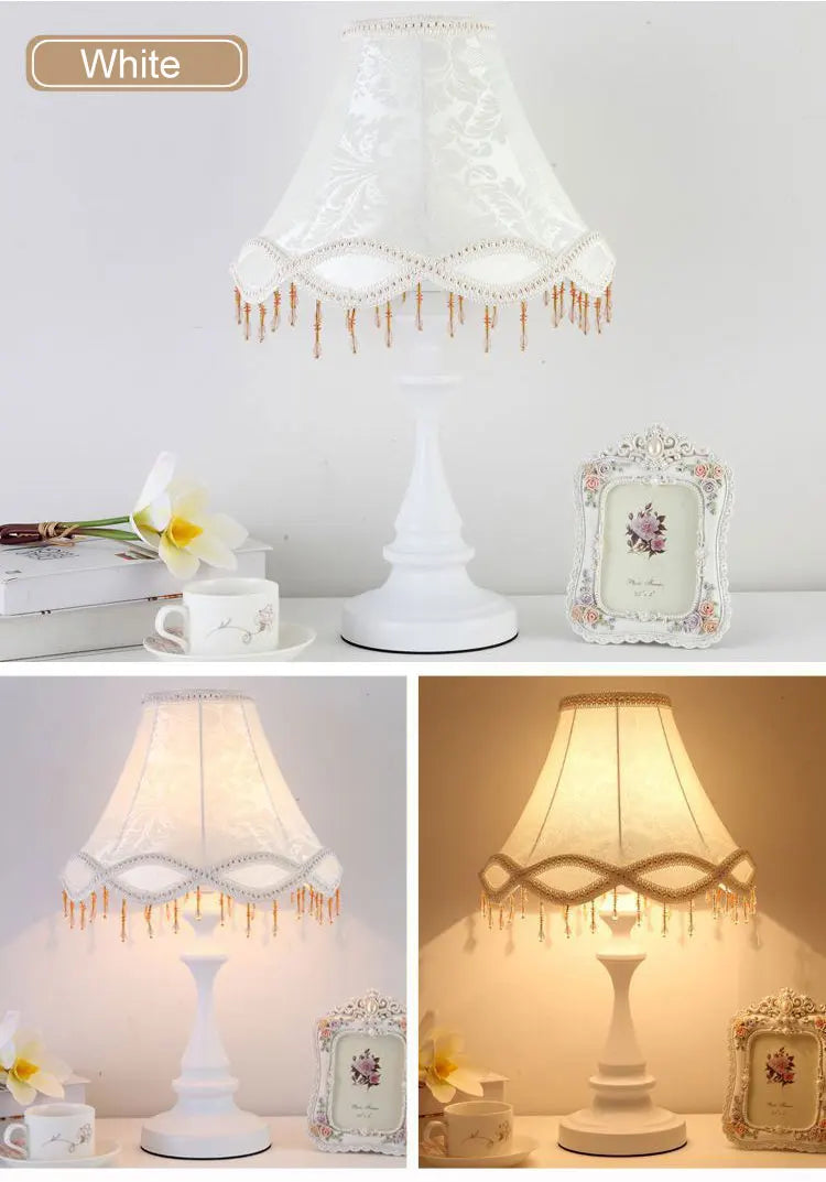 Lampe de chevet rétro en fer laqué noir ou blanc, abat-jour ondulé