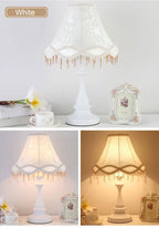 Lampe de chevet rétro en fer laqué noir ou blanc, abat-jour ondulé