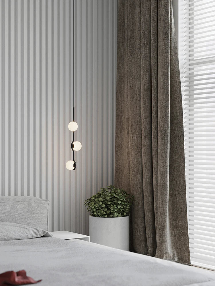 Lustre à globes opalins sur bras décalés, noir ou doré, 3 à 6 globes