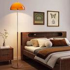 Lampadaire arc vintage à dôme orange en acrylique, 165 cm