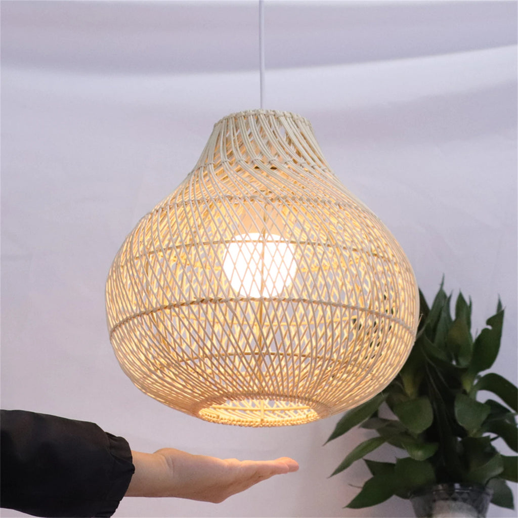 Suspension bulbe en rotin clair Ø 35 cm, avec ou sans ampoule