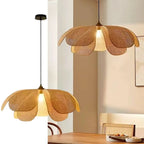 Suspension fleur en maille de rotin, pétales ajourés de 40 à 60 cm