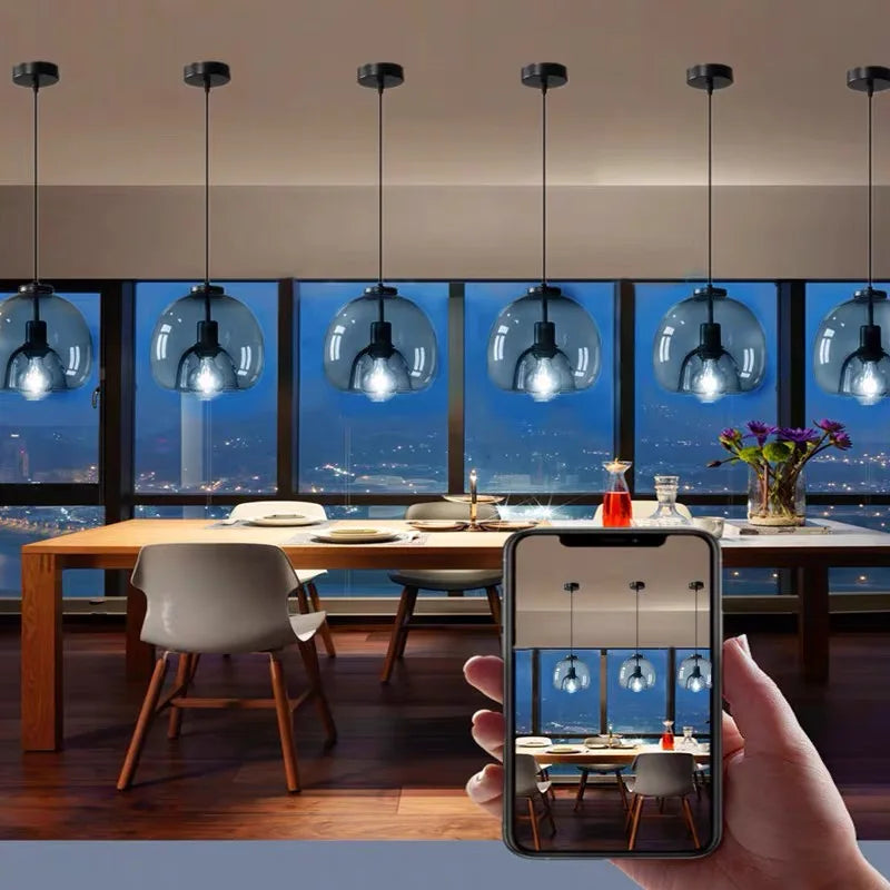 Suspension bol en verre fumé Ø 23 cm, 1 à 3 lumières, LED fournie