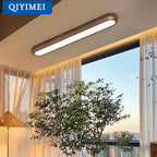 Plafonnier LED linéaire effet noyer, noir ou blanc, 30 à 120 cm