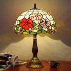 Lampe de table Tiffany 30 cm en vitrail, tulipes, roses ou colibri