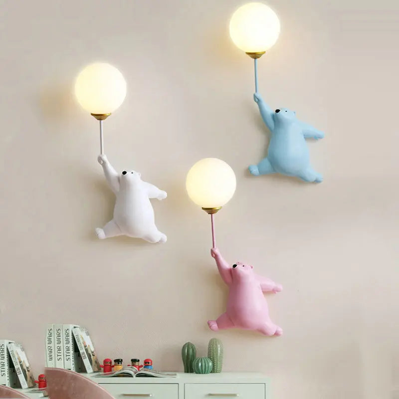 Applique ours polaire pastel au ballon lumineux