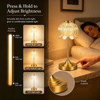 Lampe de table sans fil en verre ambré, tulipe ou lotus, pied doré