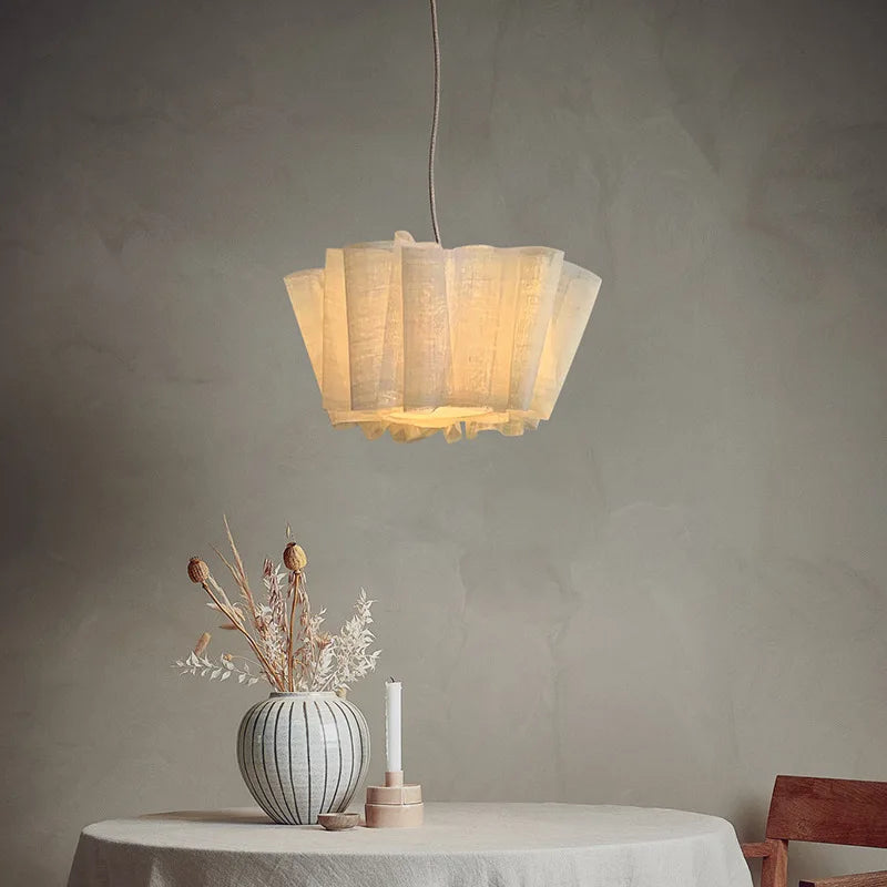 Suspension en lin plissé à pans évasés, Ø 40 ou 60 cm, 1 ou 3 E27