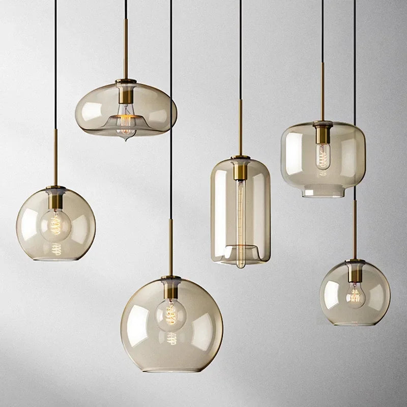 Verre couleur cognac en cylindre, galet ou globe