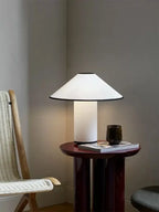 Lampe champignon en tissu coton-lin, liseré noir ou rouge, E14