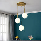 Suspension boule en verre opalin Ø 15 cm, 1, 2 ou 3 globes, E27