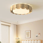 Plafonnier à pétales en bois ton noyer Ø 50 cm, LED trois teintes