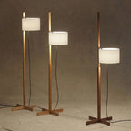 Lampadaire à abat-jour coulissant, bois, doré ou nickel brossé